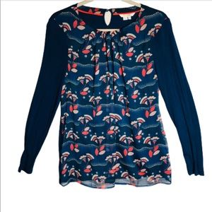 Boden Navy and Pink Blouse